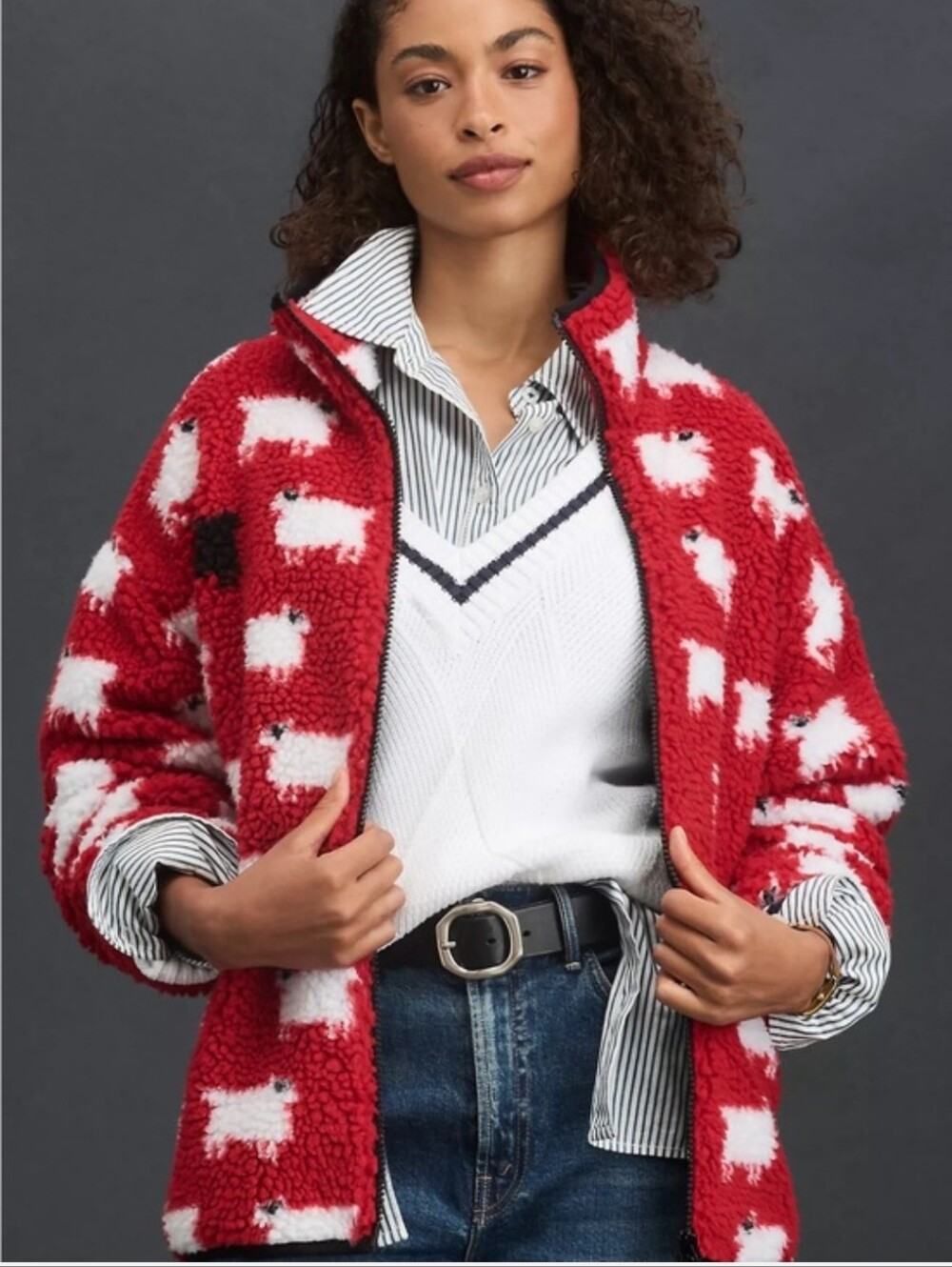 Warm & Wonderful Sheep Sherpa Jacket Diana Red Diana Red / XS